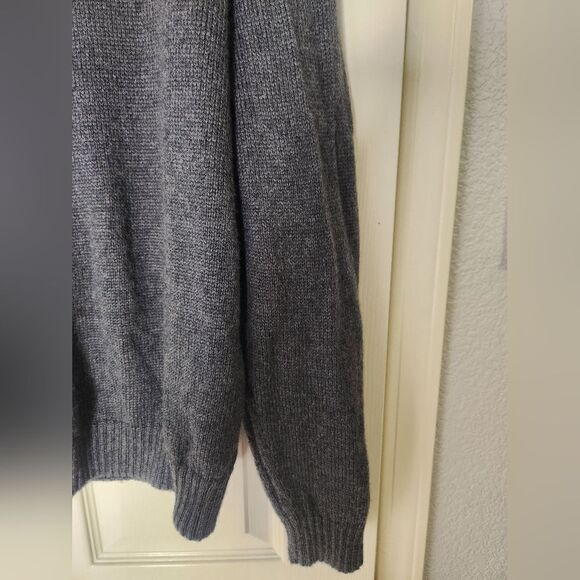 Hickey Freeman L Gray Knitted 100% WOOL Shawl Collar Women’s Sweater ITALY - Picture 5 of 10